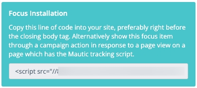 Ảnh chụp màn hình hiển thị mã Mục tiêu điểm để nhúng vào trang web.